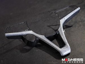 Alfa Romeo Stelvio Steering Wheel Trim - Carbon Fiber - Main Center Trim Piece - Black/ White Candy - Pre '20 Models